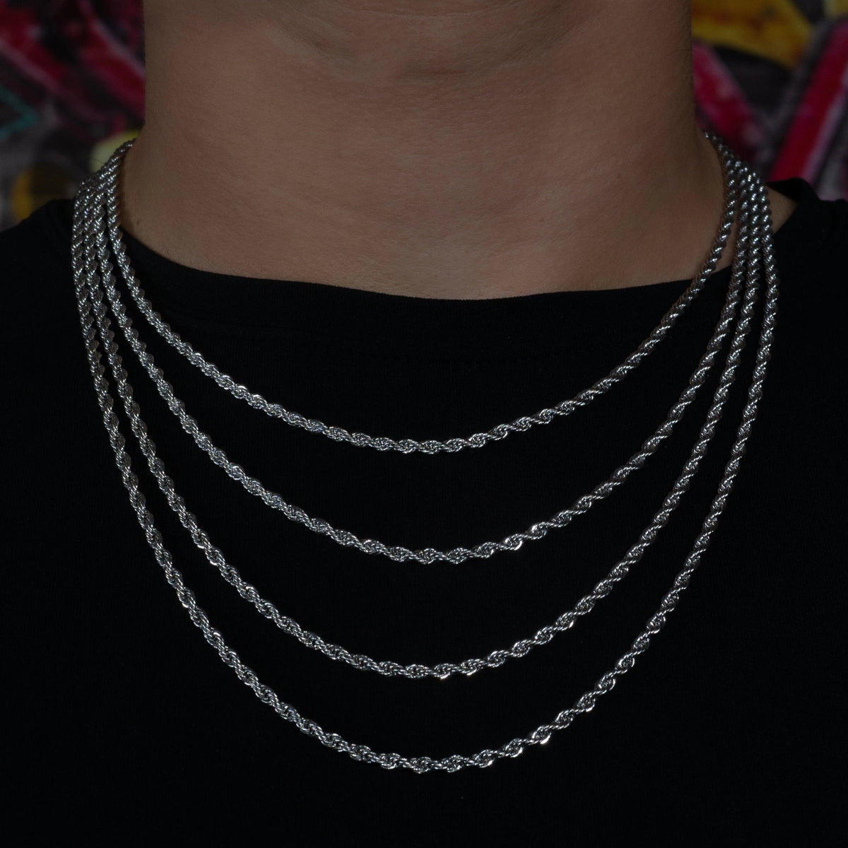 3mm Rope Chain - 18K White Gold