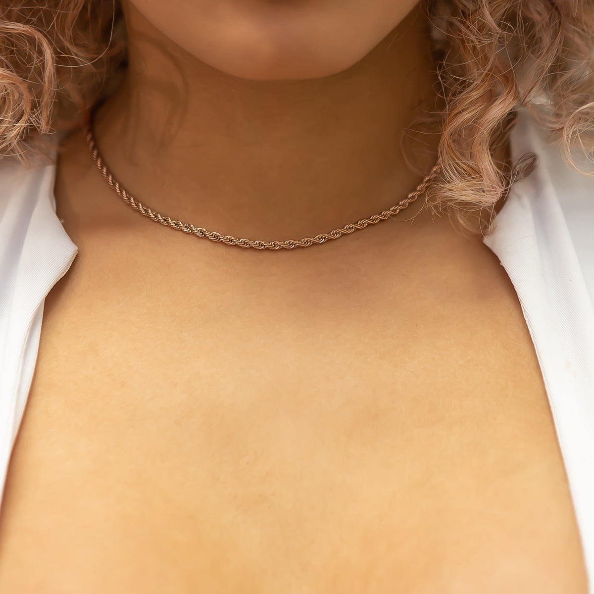 3mm Rose Gold Rope Choker/ Necklace in 18K Rose Gold