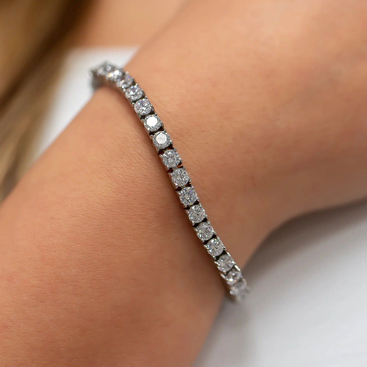 4mm White Gold Diamond Tennis Bracelet