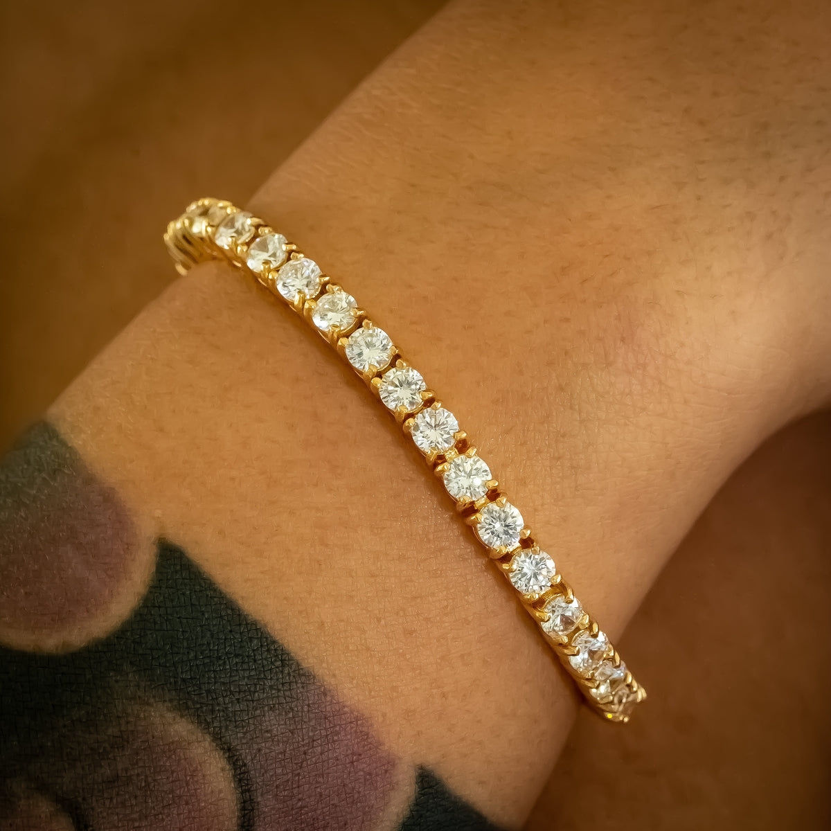 4mm Yellow Gold Diamond Tennis Bracelet (view 2 of 4)