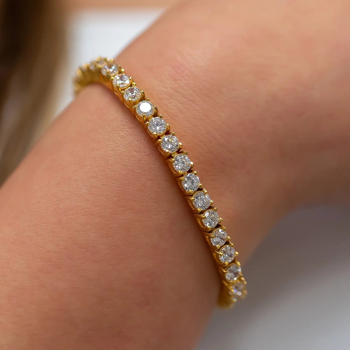 4mm Yellow Gold Diamond Tennis Bracelet