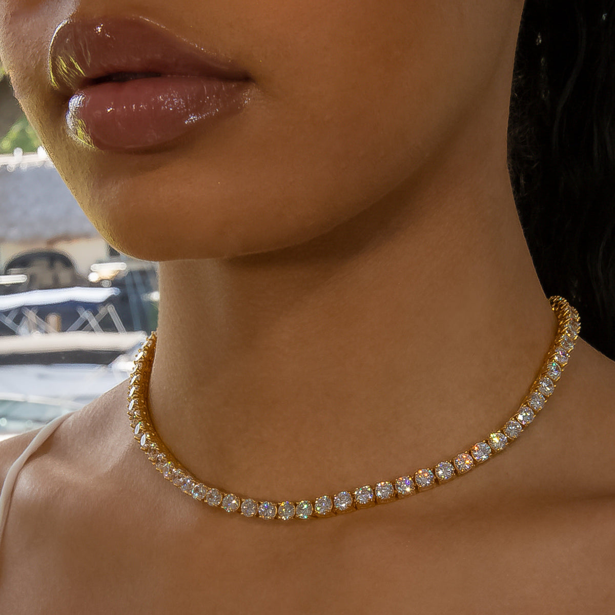 5mm Diamond Tennis Choker/ Necklace - 18K Yellow Gold
