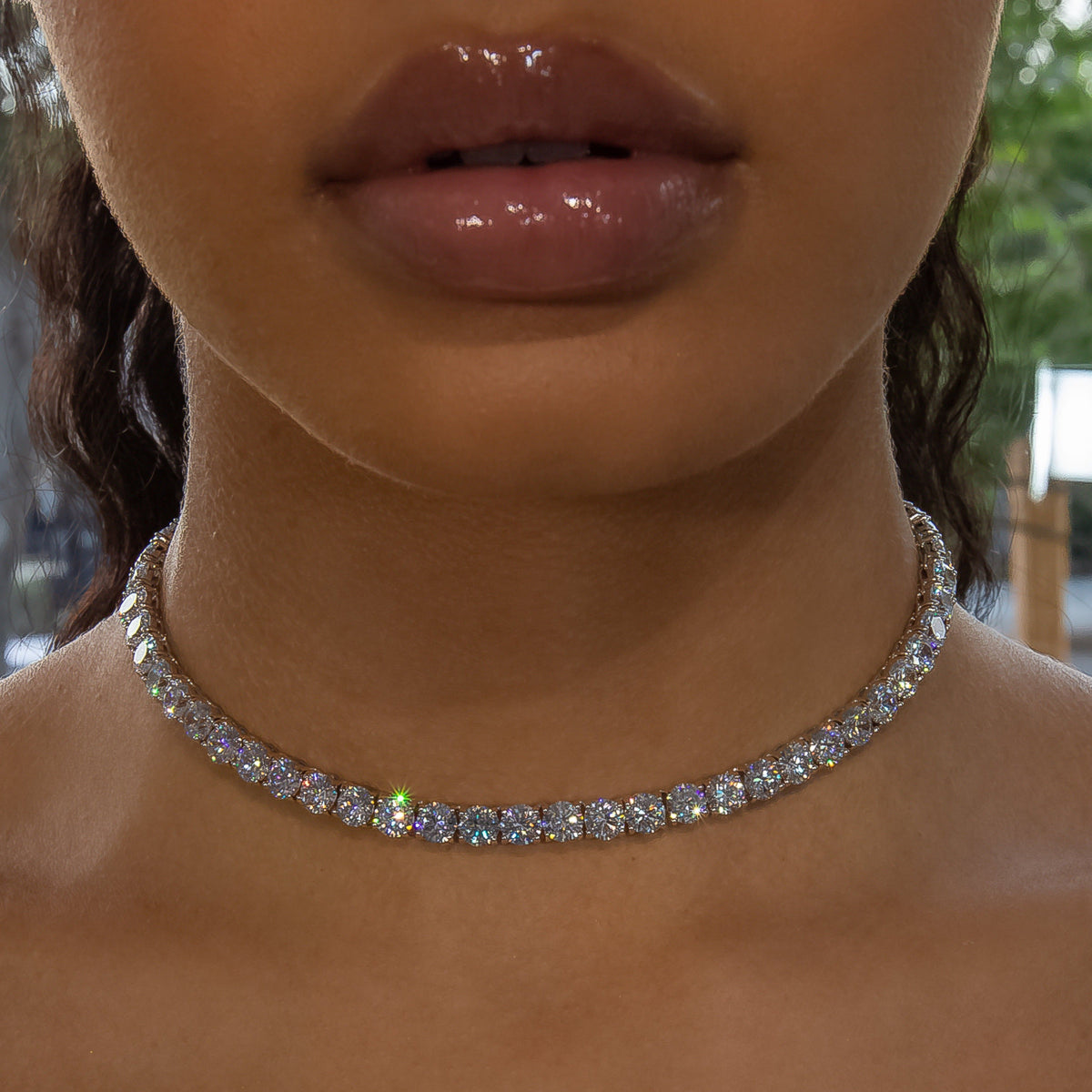 6mm Diamond Tennis Choker/ Necklace - 18K White Gold