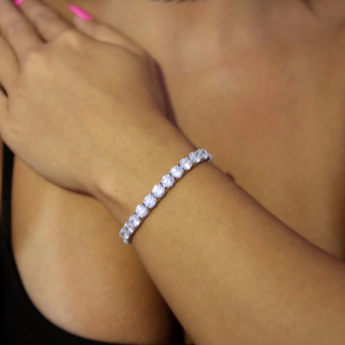 6mm White Gold Diamond Tennis Bracelet (view 2 of 3)