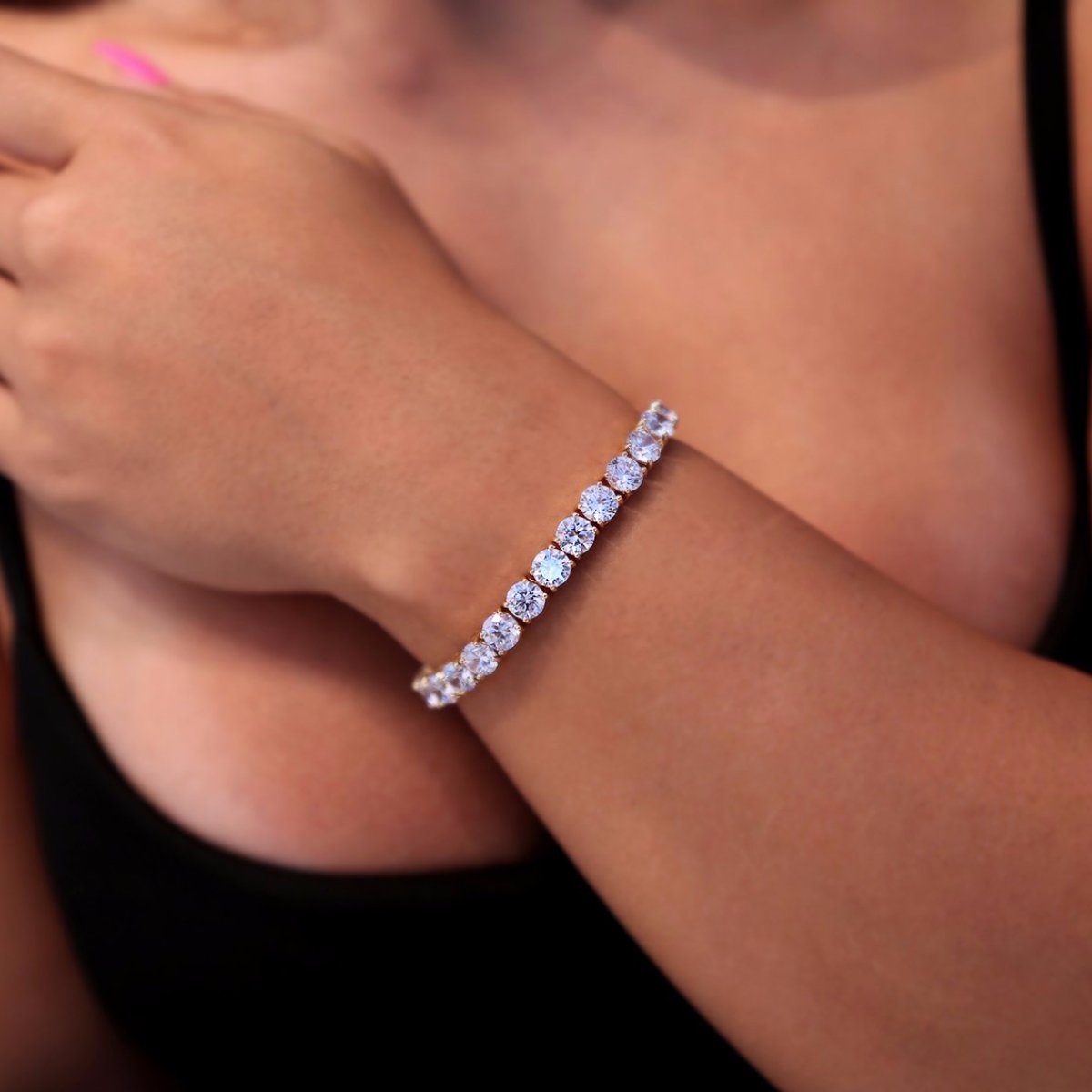 6mm Yellow Gold Diamond Tennis Bracelet (view 2 of 4)