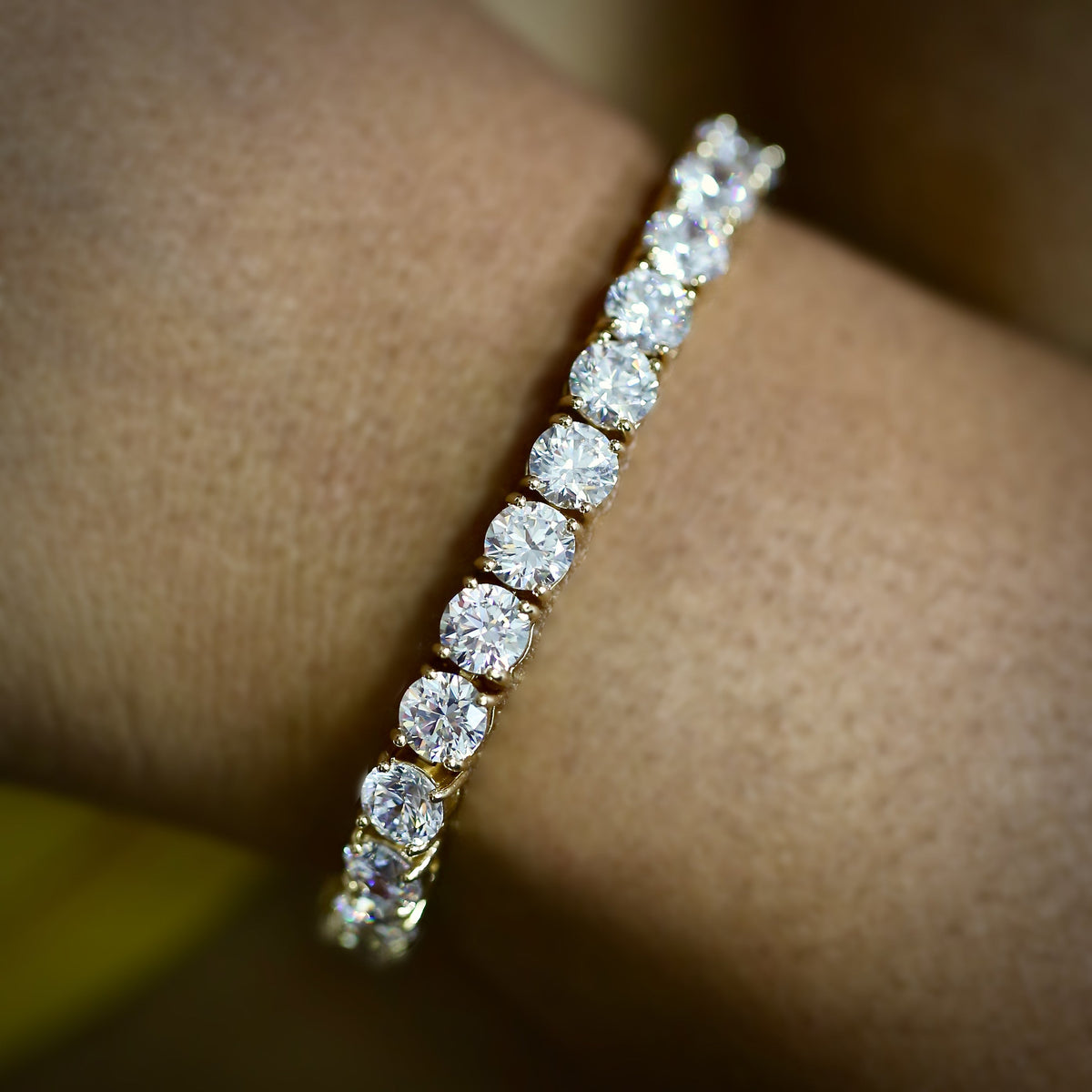 6mm Yellow Gold Diamond Tennis Bracelet (view 3 of 4)