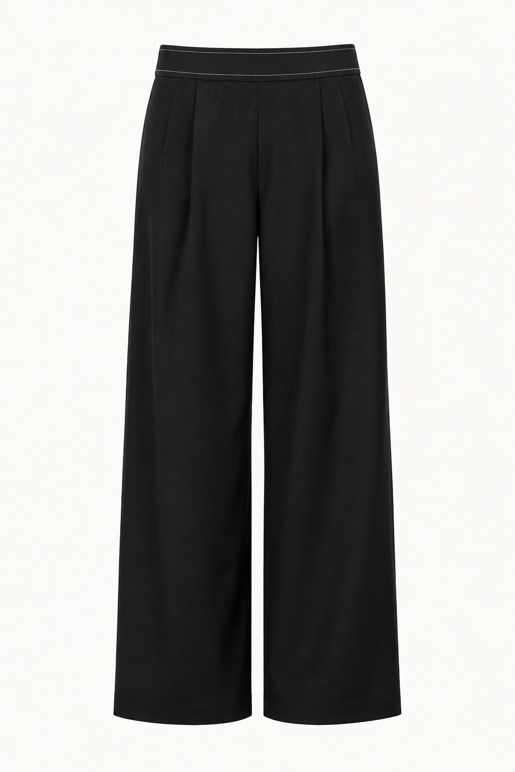 Black Wide-Leg Pleated Pants studio product view