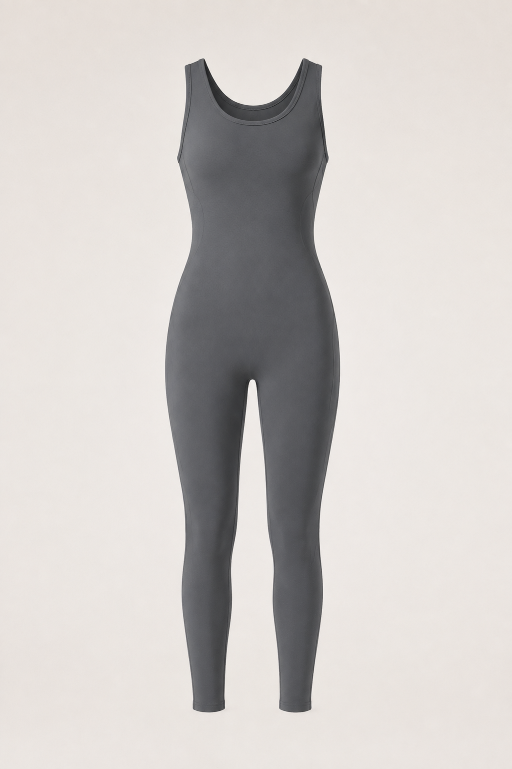 Gray Sleeveless Full-Length Unitard studio product view