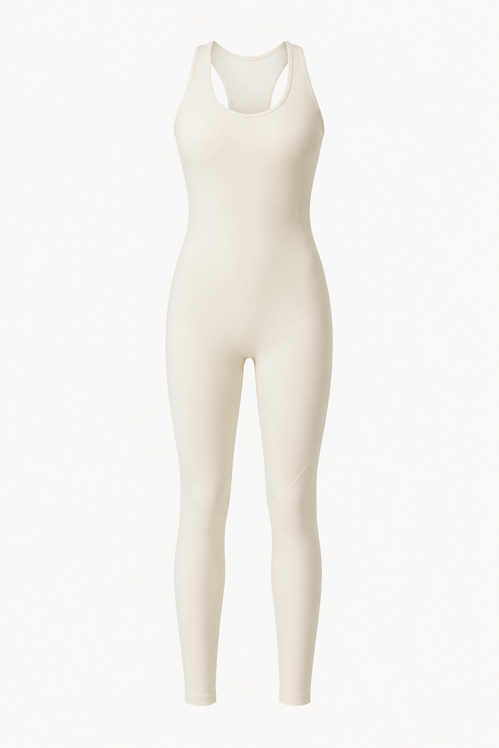 Ivory Sleeveless Full-Length Unitard studio product view