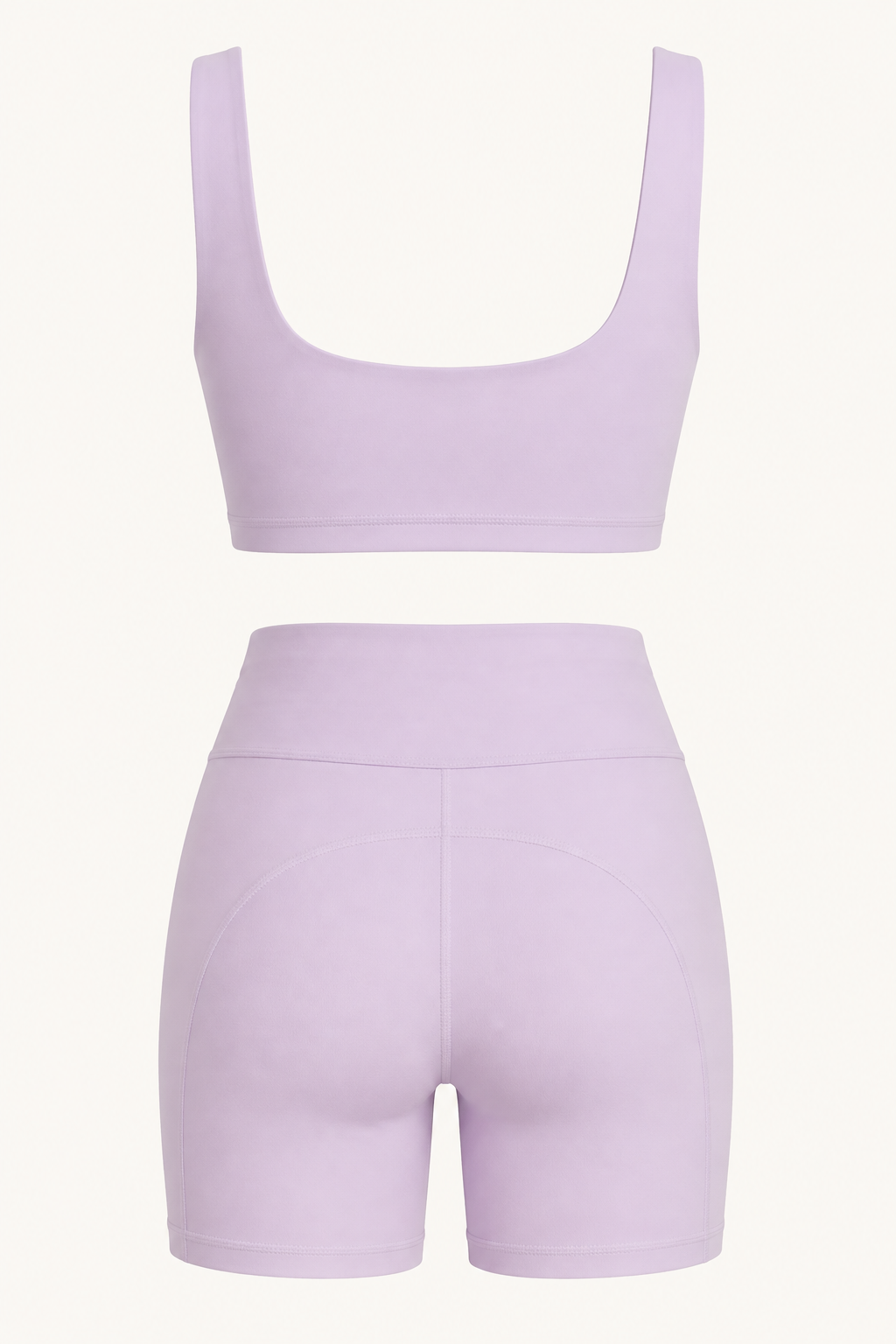 Lavender Cropped Tank and Biker Shorts Set studio product view