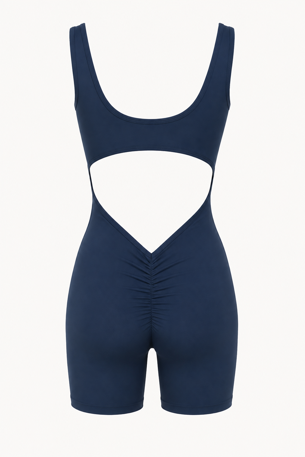 Navy Scoop-Neck Open-Back Short Unitard studio product view