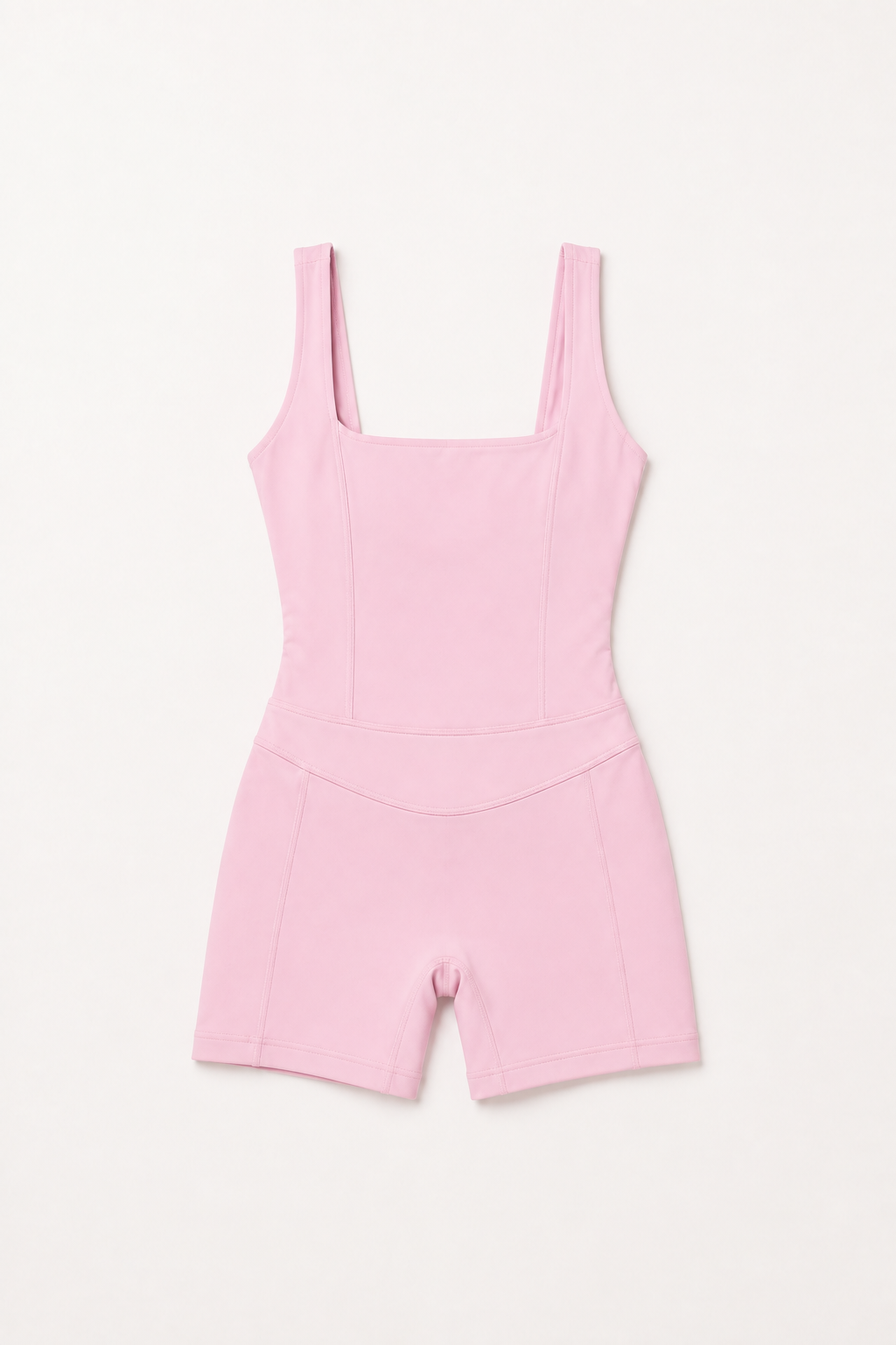Pink Square-Neck Athletic Romper studio product view