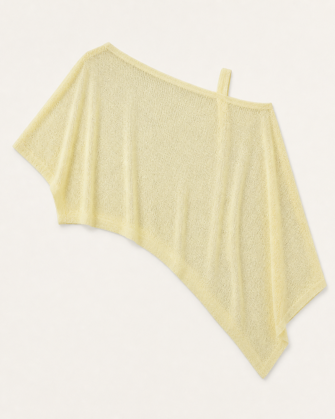 Yellow knit and sheer batwing poncho, flat lay, full garment shown